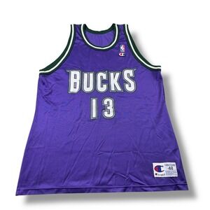 VTG 90s NBA Champion Milwaukee Bucks #13 Glenn Robinson Jersey Mens 48 GUC USA